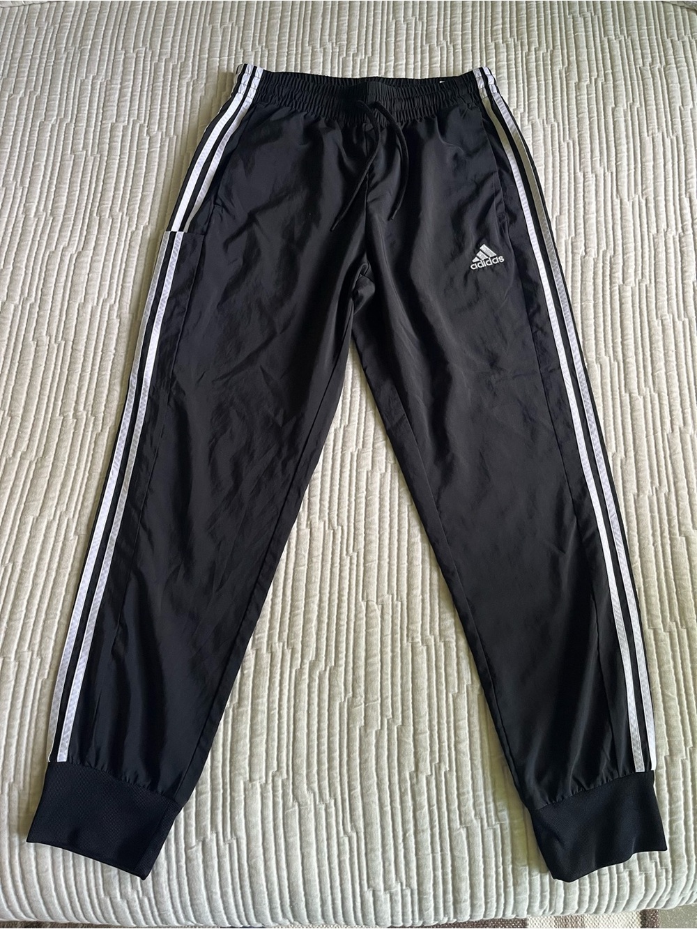 adidas Black Track Pants with White Triple Stripes